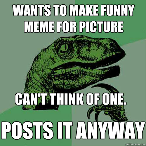 Wants to make funny meme for picture can't think of one. Posts it anyway  Philosoraptor