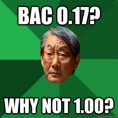 BAC 0.17? Why not 1.00?  High Expectations Asian Father