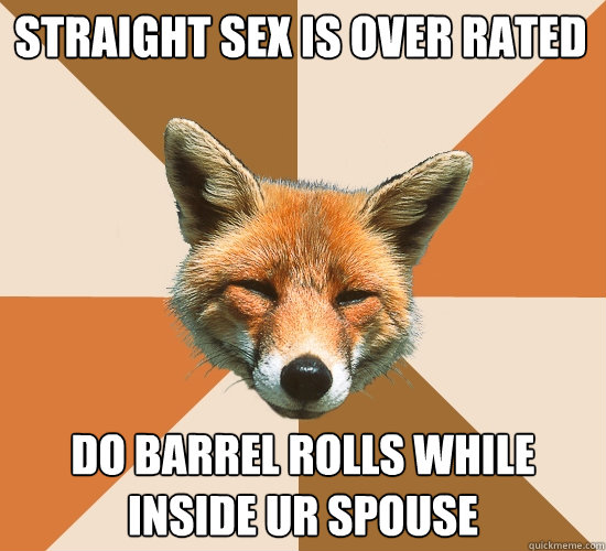 straight sex is over rated do barrel rolls while inside ur spouse  Condescending Fox