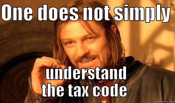 ONE DOES NOT SIMPLY  UNDERSTAND THE TAX CODE  One Does Not Simply