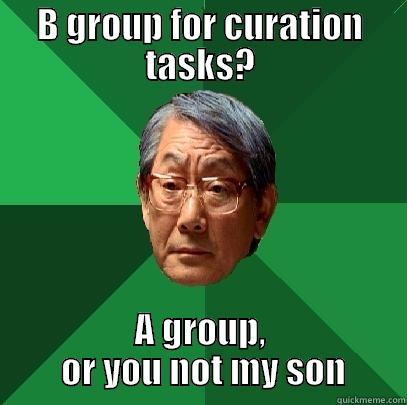 B GROUP FOR CURATION TASKS? A GROUP,  OR YOU NOT MY SON High Expectations Asian Father