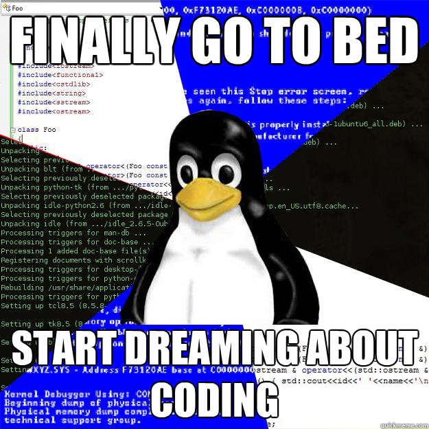 Finally go to bed Start dreaming about coding - Finally go to bed Start dreaming about coding  Computer Science Penguin