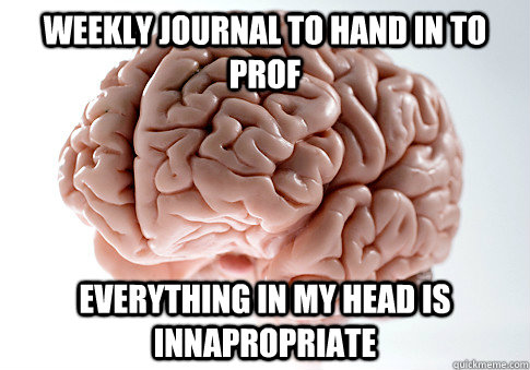 weekly journal to hand in to prof everything in my head is innapropriate  Scumbag Brain