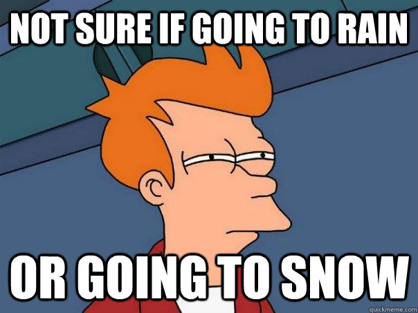 Not sure if going to rain Or going to snow  Futurama Fry