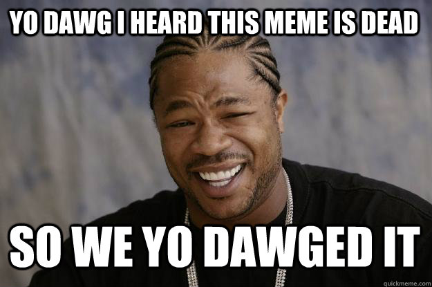 YO DAWG I HEARD THIS MEME IS DEAD SO WE YO DAWGED IT  Xzibit meme