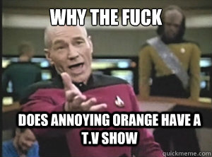 WHY THE FUCK does annoying orange have a T.V show  Annoyed Picard