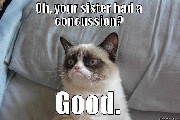 OH, YOUR SISTER HAD A CONCUSSION? GOOD. Grumpy Cat