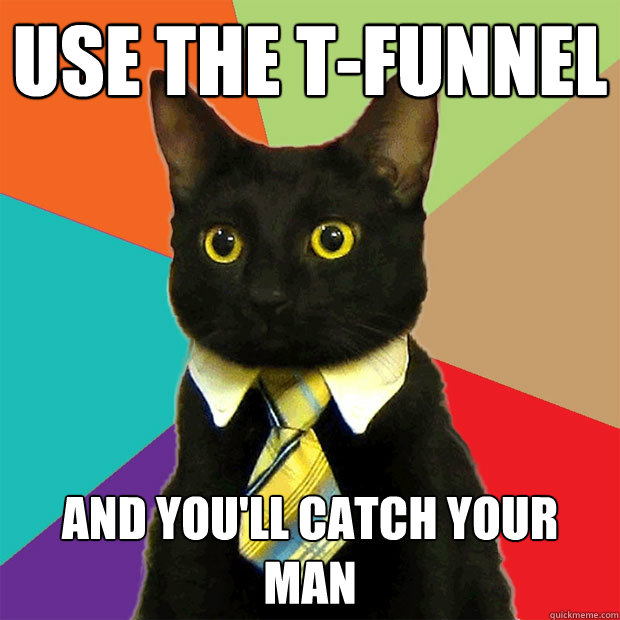 use the T-Funnel and you'll CATch your man  Business Cat