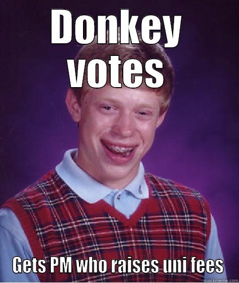 DONKEY VOTES GETS PM WHO RAISES UNI FEES Bad Luck Brian