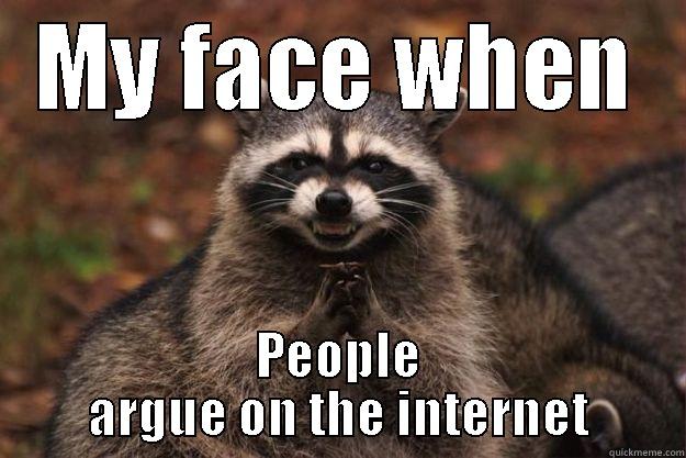 MY FACE WHEN PEOPLE ARGUE ON THE INTERNET Evil Plotting Raccoon