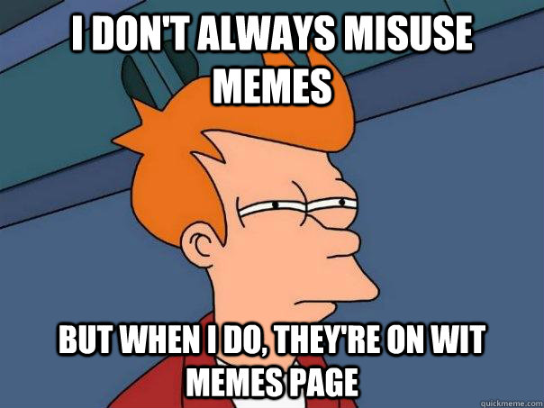 I don't always misuse memes but when i do, they're on wit memes page  Futurama Fry