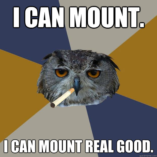 i can mount. i can mount real good. - i can mount. i can mount real good.  Art Student Owl