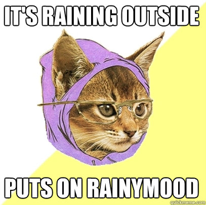 it's raining outside puts on rainymood - it's raining outside puts on rainymood  Hipster Kitty