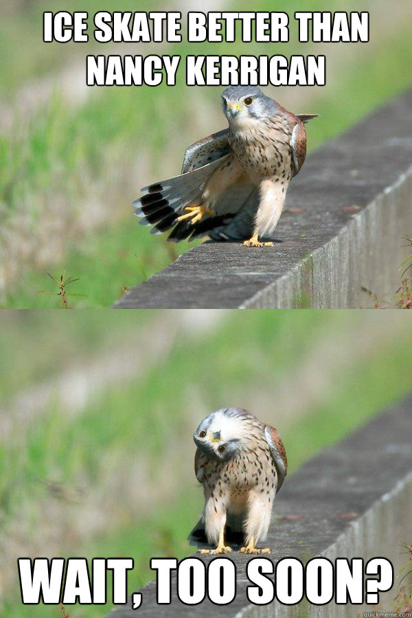 ice skate better than nancy kerrigan wait, too soon? - ice skate better than nancy kerrigan wait, too soon?  Awk Hawk