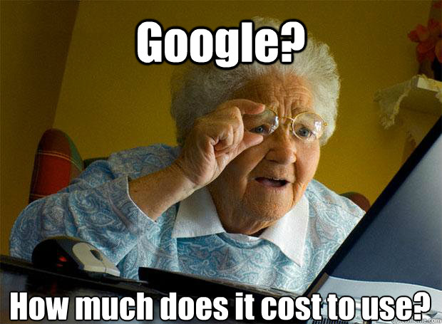 Google? How much does it cost to use?   Caption 5 goes here - Google? How much does it cost to use?   Caption 5 goes here  Grandma finds the Internet