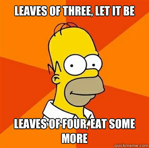 leaves of three, let it be leaves of four, eat some more   Advice Homer