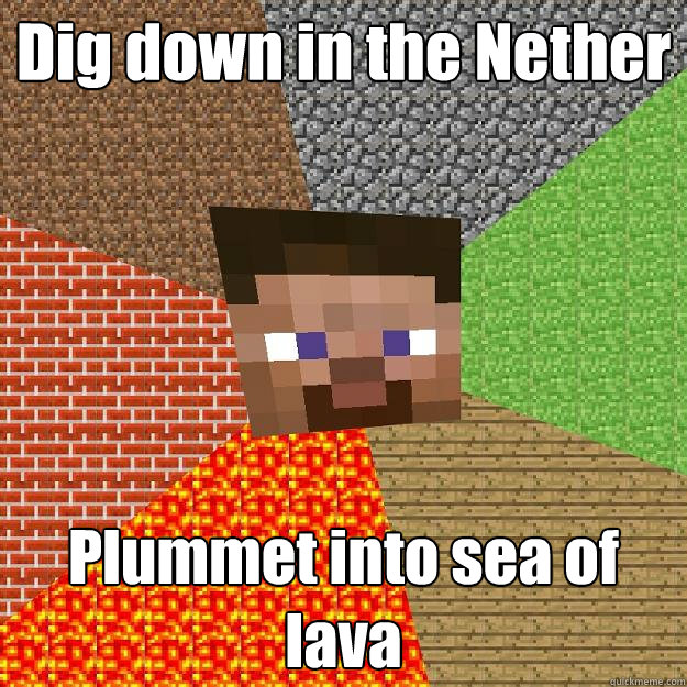 Dig down in the Nether Plummet into sea of lava - Dig down in the Nether Plummet into sea of lava  Minecraft