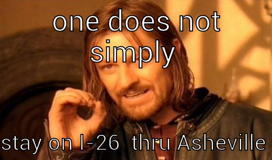  Asheville meme -  ONE DOES NOT SIMPLY  STAY ON I-26  THRU ASHEVILLE Boromir