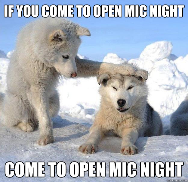 If you come to open mic night come to open mic night  Caring Husky