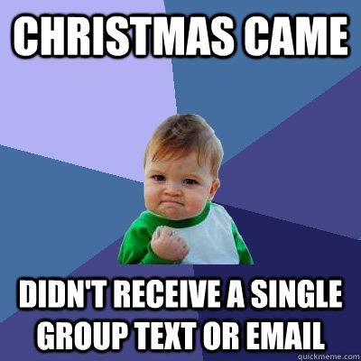 christmas came  didn't receive a single group text or email     Success Kid