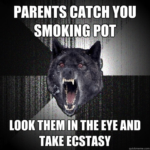 parents catch you 
smoking pot look them in the eye and 
take ecstasy  Insanity Wolf