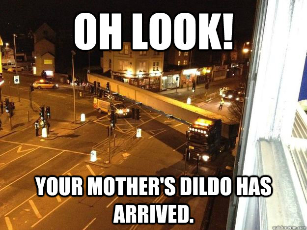 Oh look! Your mother's dildo has arrived. - Oh look! Your mother's dildo has arrived.  Moms Dildo