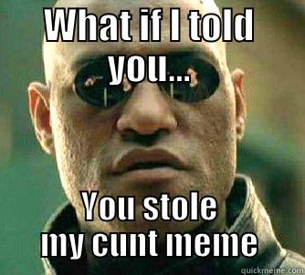 What if I told You.... - WHAT IF I TOLD YOU... YOU STOLE MY CUNT MEME Matrix Morpheus