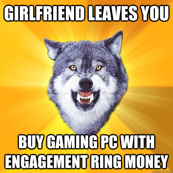 Girlfriend leaves you Buy gaming pc with engagement ring money  Courage Wolf