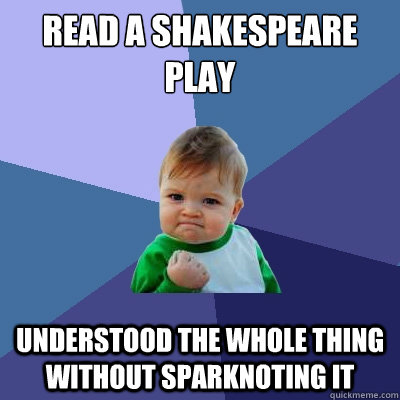 read a shakespeare play understood the whole thing without sparknoting it - read a shakespeare play understood the whole thing without sparknoting it  Success Kid