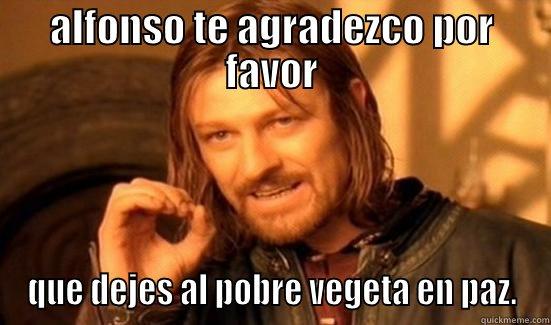 ALFONSO TE AGRADEZCO POR FAVOR QUE DEJES AL POBRE VEGETA EN PAZ. Boromir