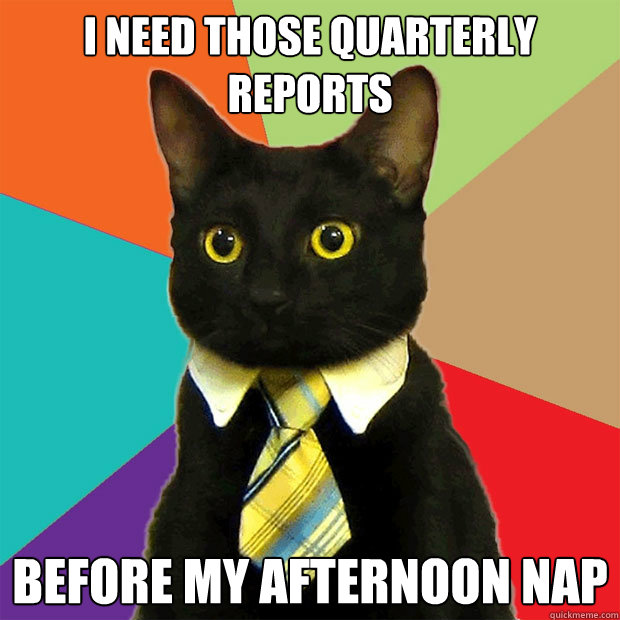 I need those quarterly reports Before my afternoon nap - I need those quarterly reports Before my afternoon nap  Business Cat