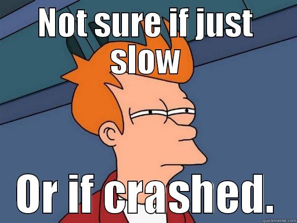 NOT SURE IF JUST SLOW OR IF CRASHED. Futurama Fry