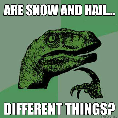 are snow and hail... different things?  Philosoraptor