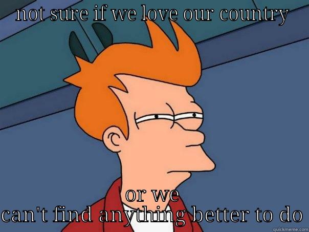 NOT SURE IF WE LOVE OUR COUNTRY OR WE CAN'T FIND ANYTHING BETTER TO DO Futurama Fry