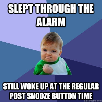 Slept Through the alarm still woke up at the regular post snooze button time  Success Kid