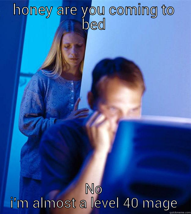 HONEY ARE YOU COMING TO BED NO I'M ALMOST A LEVEL 40 MAGE Redditors Wife