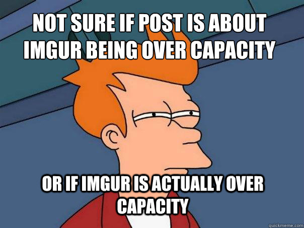 not sure if post is about imgur being over capacity or if imgur is actually over capacity - not sure if post is about imgur being over capacity or if imgur is actually over capacity  Futurama Fry