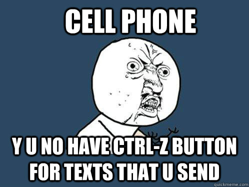 Cell phone y u no have CTRL-z button for texts that u send - Cell phone y u no have CTRL-z button for texts that u send  Y U No