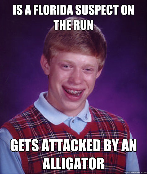 is a Florida suspect On the run  gets attacked by an alligator  Bad Luck Brian