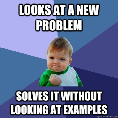 Looks at a new problem solves it without looking at examples  Success Kid