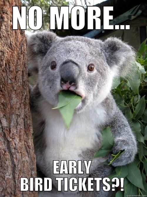 NO MORE... EARLY BIRD TICKETS?! koala bear