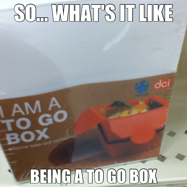 SO... WHAT'S IT LIKE BEING A TO GO BOX - SO... WHAT'S IT LIKE BEING A TO GO BOX  IAMA to go box