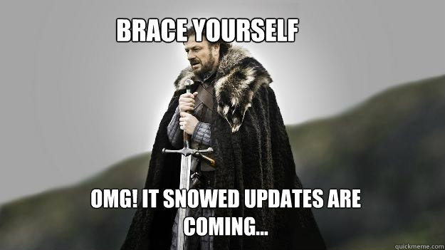 OMG! IT SNOWED updates are coming... Brace Yourself  Ned stark winter is coming