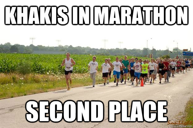 Khakis in marathon Second place  Khakis Guy