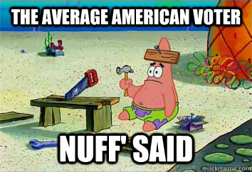 the average american voter  nuff' said  I have no idea what Im doing - Patrick Star