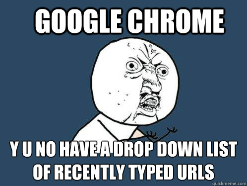 google chrome y u no have a drop down list of recently typed urls  Y U No