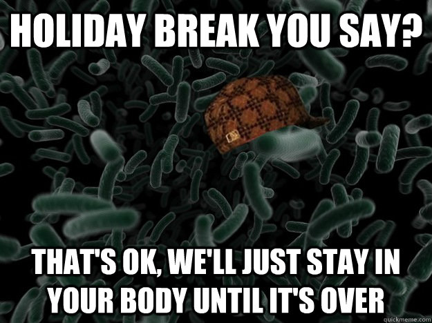 holiday break you say? that's ok, we'll just stay in your body until it's over  