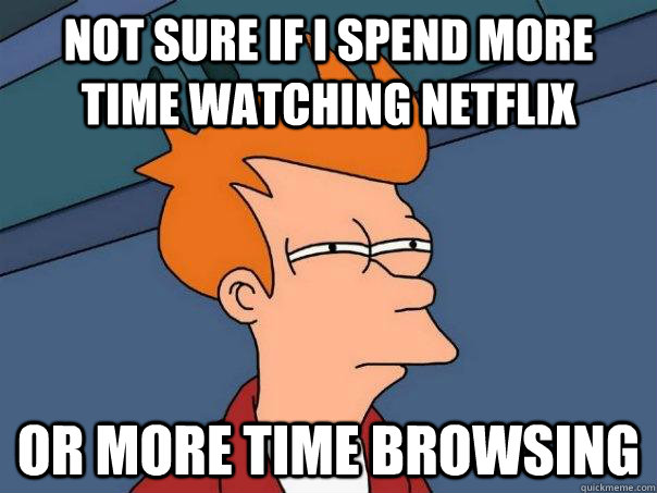 Not sure if I spend more time watching netflix or more time browsing  Futurama Fry