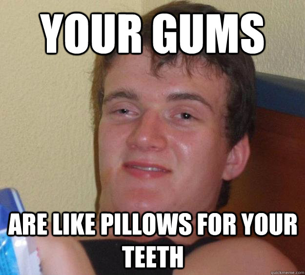 your gums are like pillows for your teeth  10 Guy