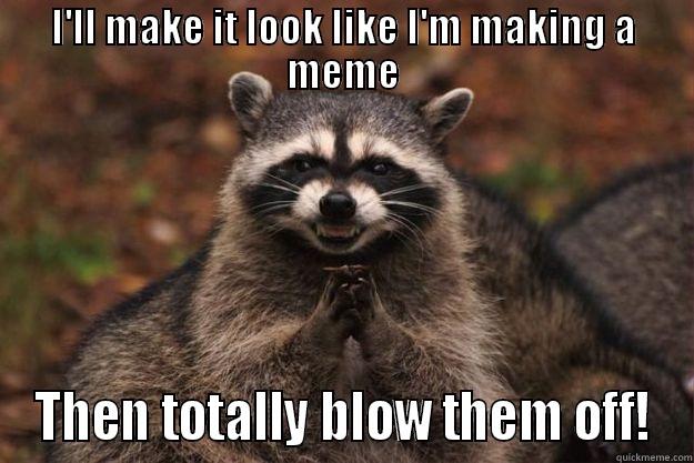 I'LL MAKE IT LOOK LIKE I'M MAKING A MEME THEN TOTALLY BLOW THEM OFF! Evil Plotting Raccoon